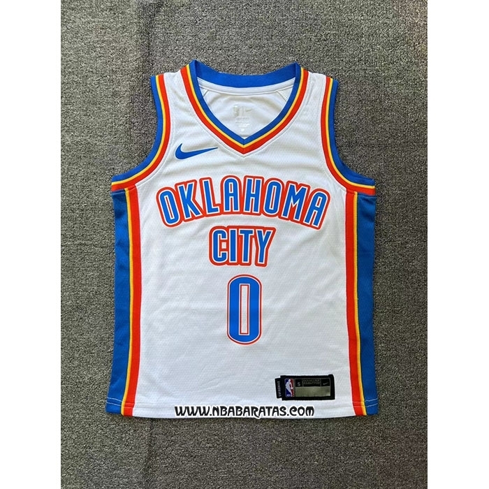 Camiseta Nino Oklahoma City Thunder Russell Westbrook #0 Association 2024-25 Blanco